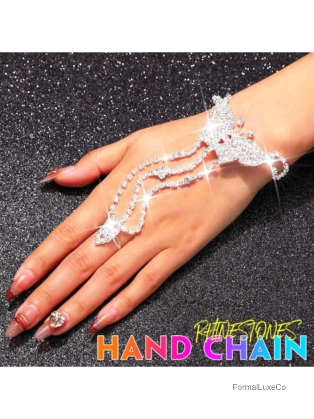 Rhinestone Fingerless Gloves Butterfly Glitter Gloves Crystal Wedding Hand